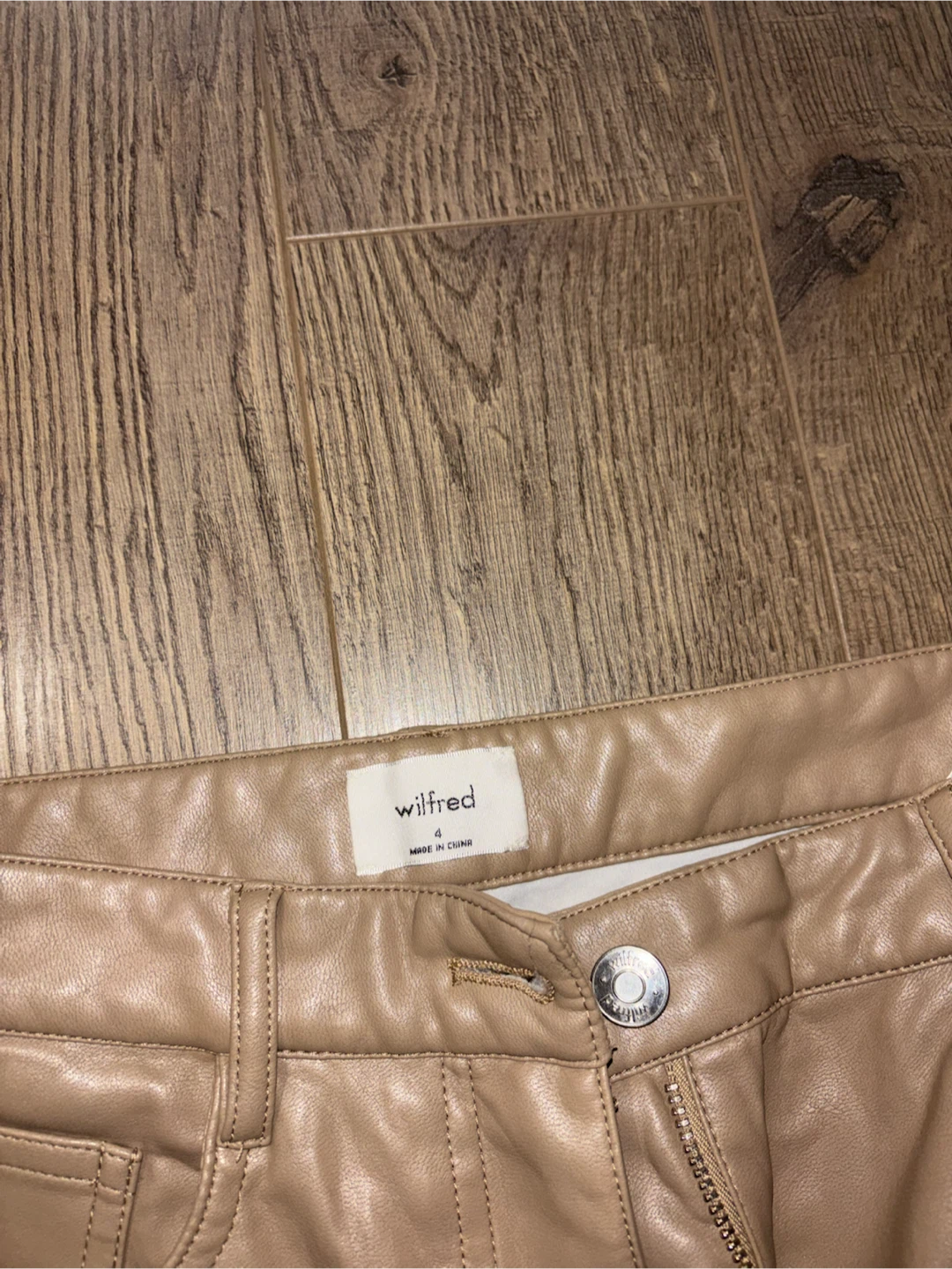 Wilfred Tan Faux Leather Pants Size 4 - photo 2