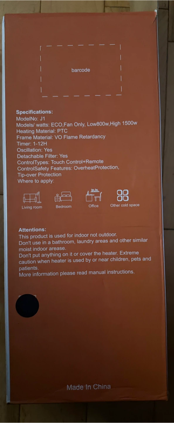 PTC Fan Heater Model J1 - photo 3