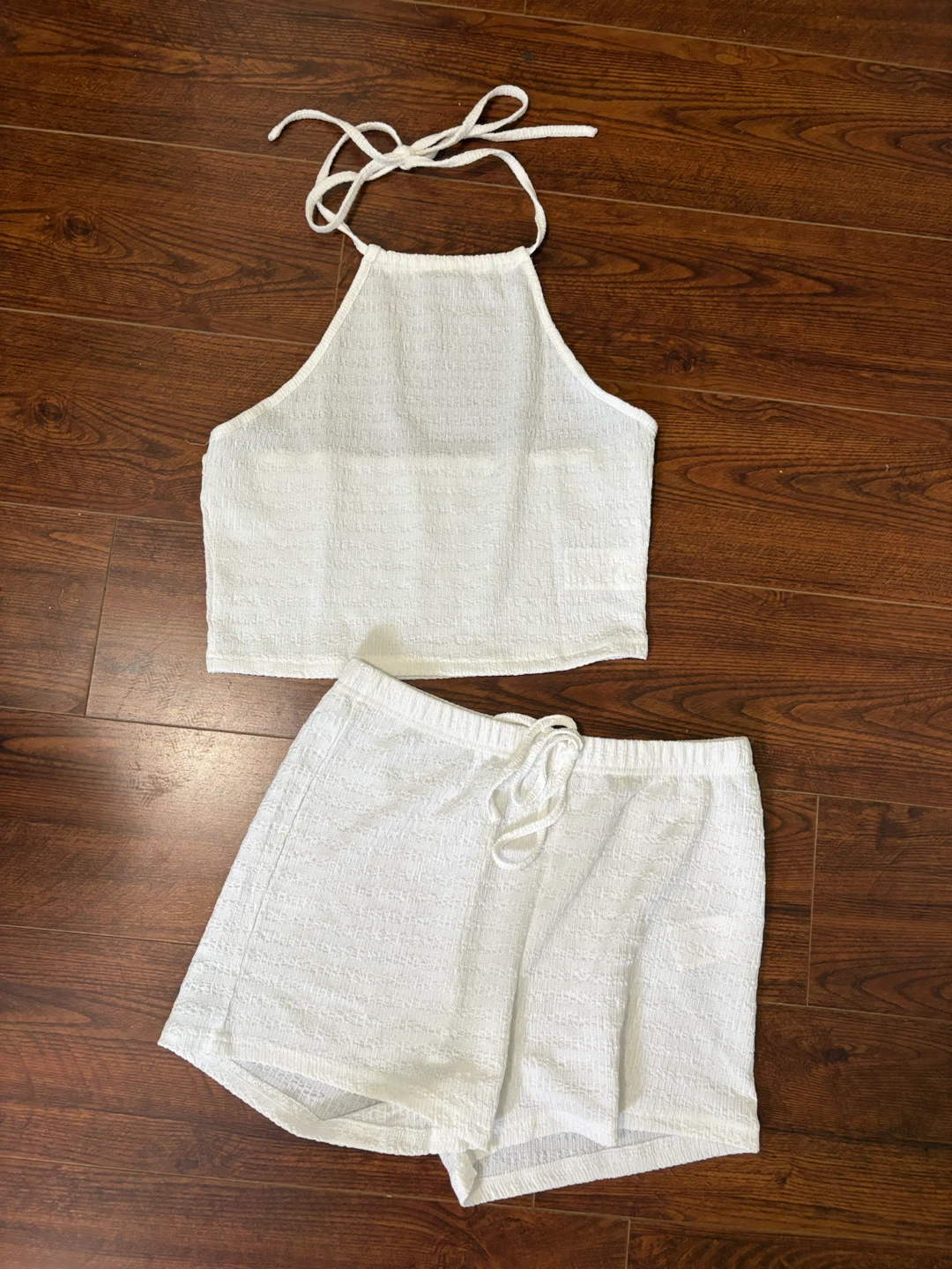 White halter top and shorts set- M