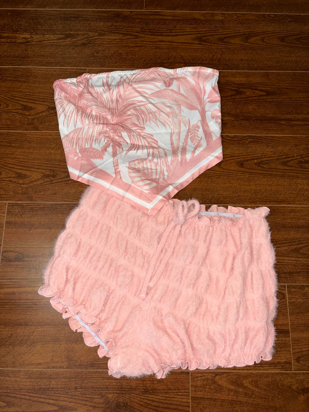 Pink Terry Cloth Shorts & Tube Top Set- L