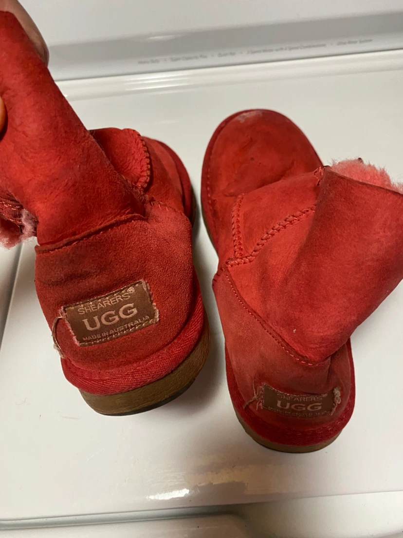 UGG Shearers Red Suede Sheepskin Boots