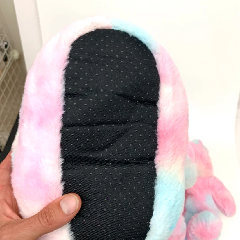 Kids Fuzzy Bear Slippers Tie Dye Cozy Animal House Shoes - photo 4
