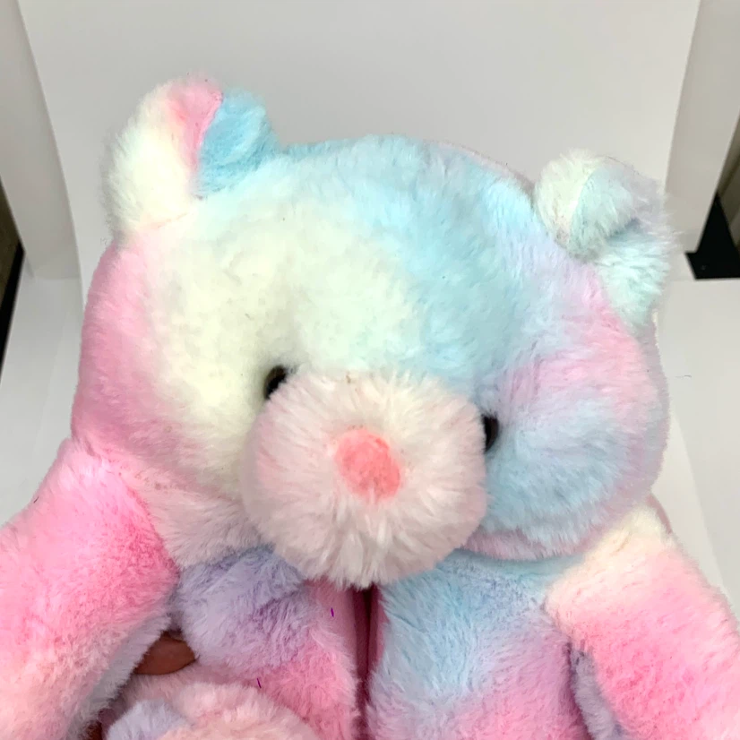 Kids Fuzzy Bear Slippers Tie Dye Cozy Animal House Shoes - photo 5