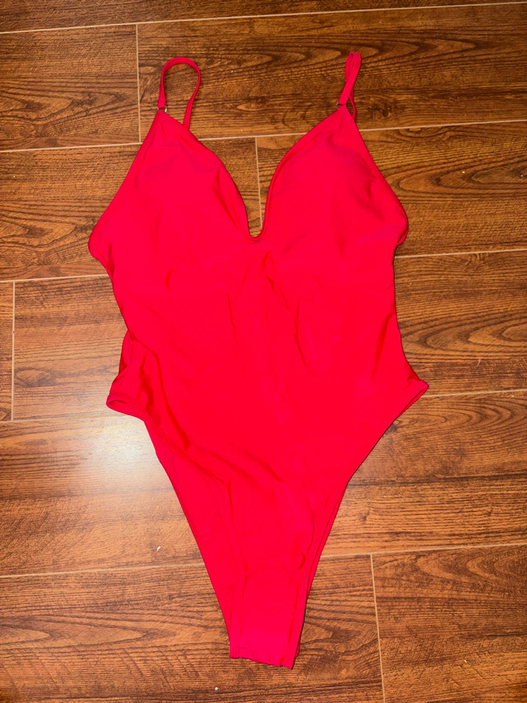 Red One-Piece Swimsuit- L