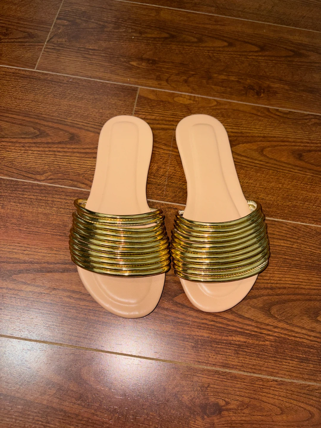 Gold Band Slide Sandals Size 37