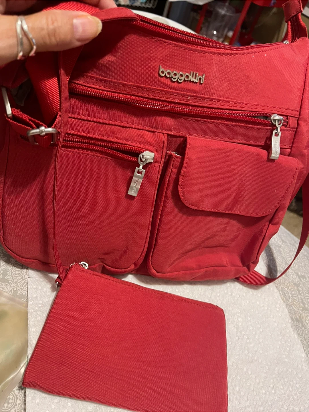 Baggallini Red Crossbody Bag with Matching Pouch - photo 2