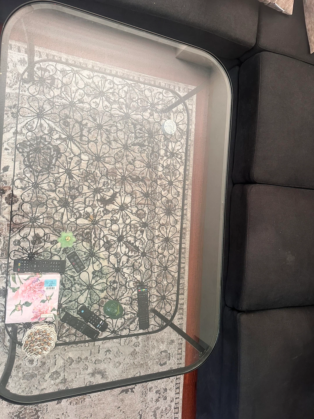 Glass Top Coffee Table with Metal Shelf - photo 4
