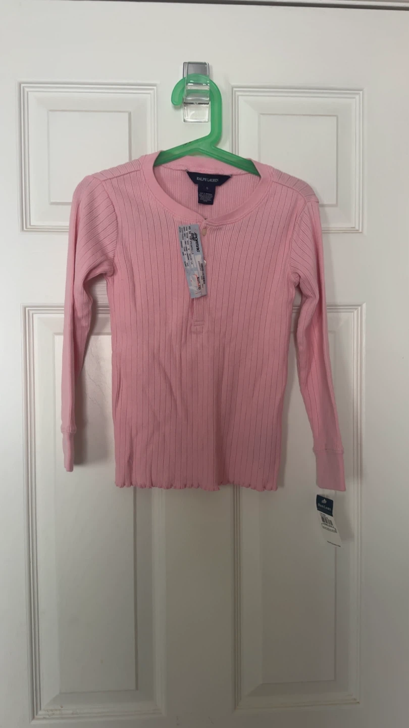 Ralph Lauren Pink Ribbed Long Sleeve Henley