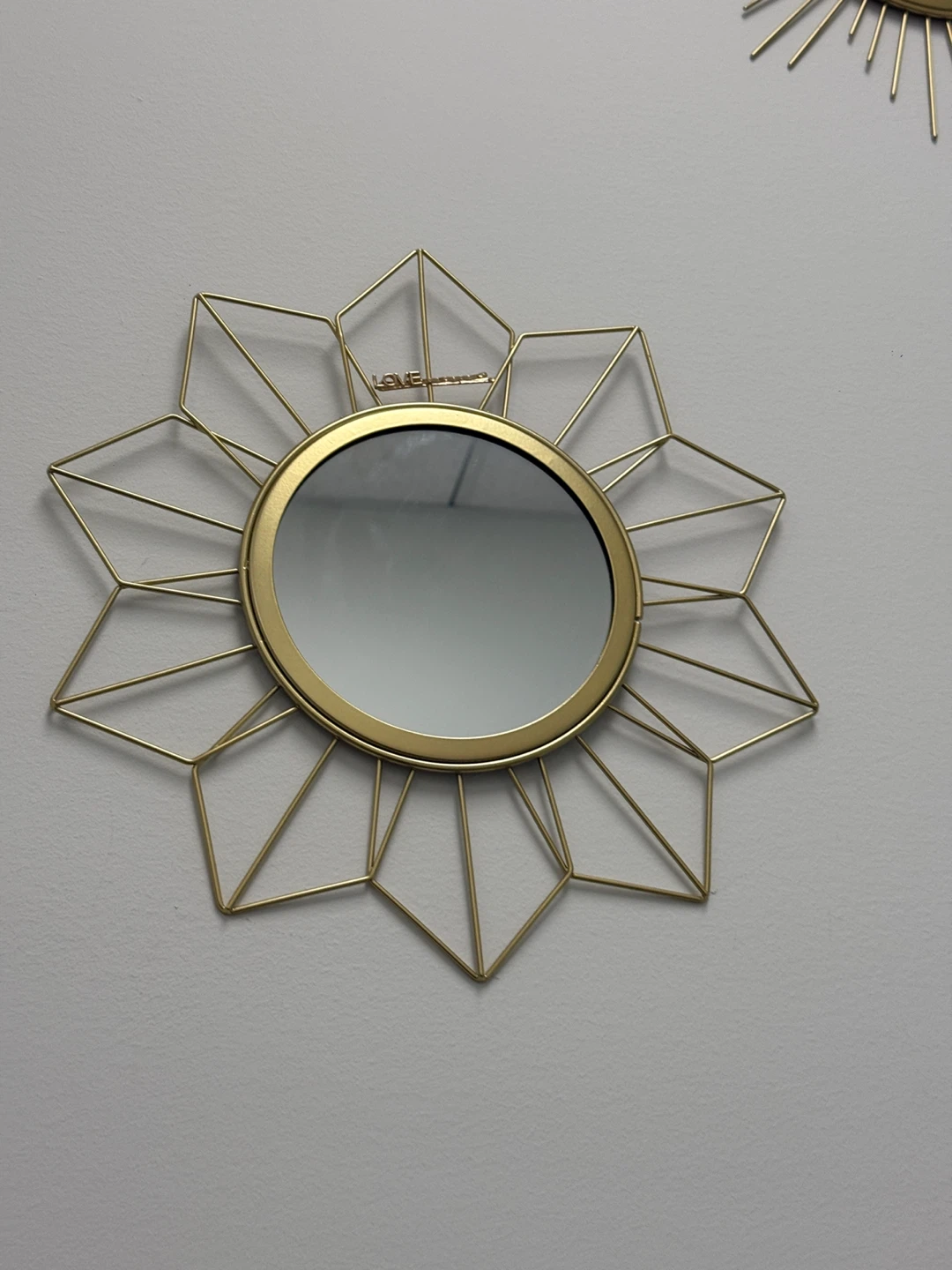 Gold Metal Wall Clock and Mirror Set - photo 3
