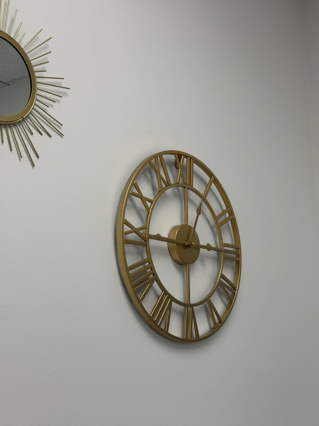 Gold Metal Wall Clock and Mirror Set - photo 5