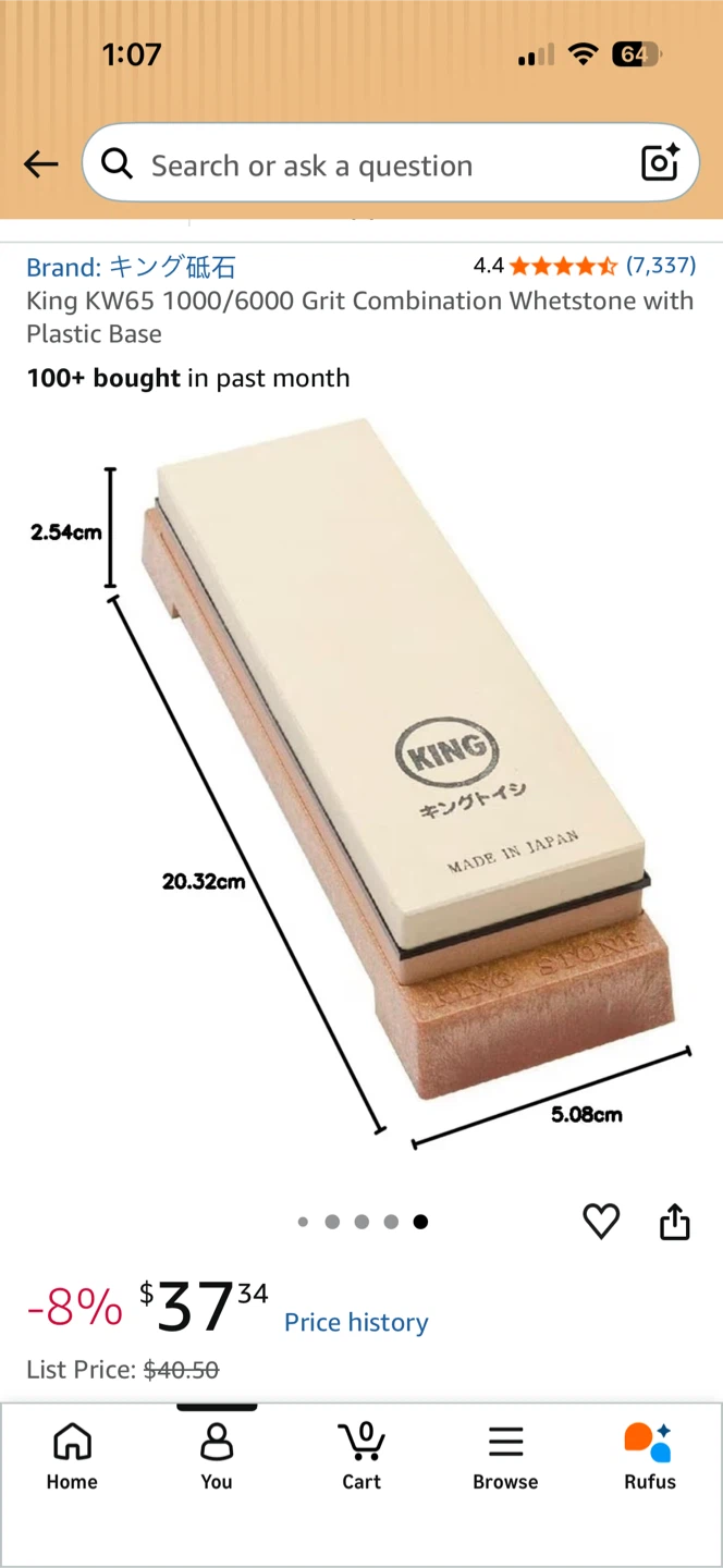 King KW65 1000/6000 Grit Combination Whetstone with Plastic Base - photo 3