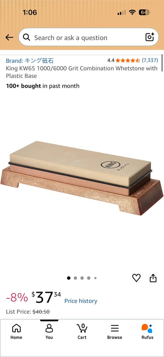 King KW65 1000/6000 Grit Combination Whetstone with Plastic Base - photo 5