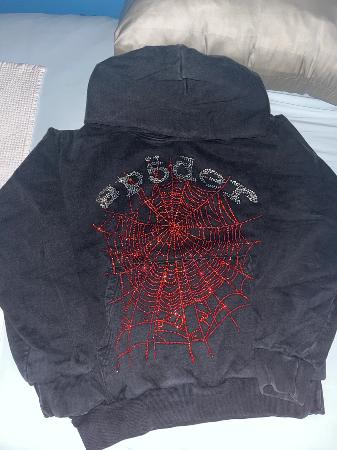 Sp5der Hoodie Rhinestone Black