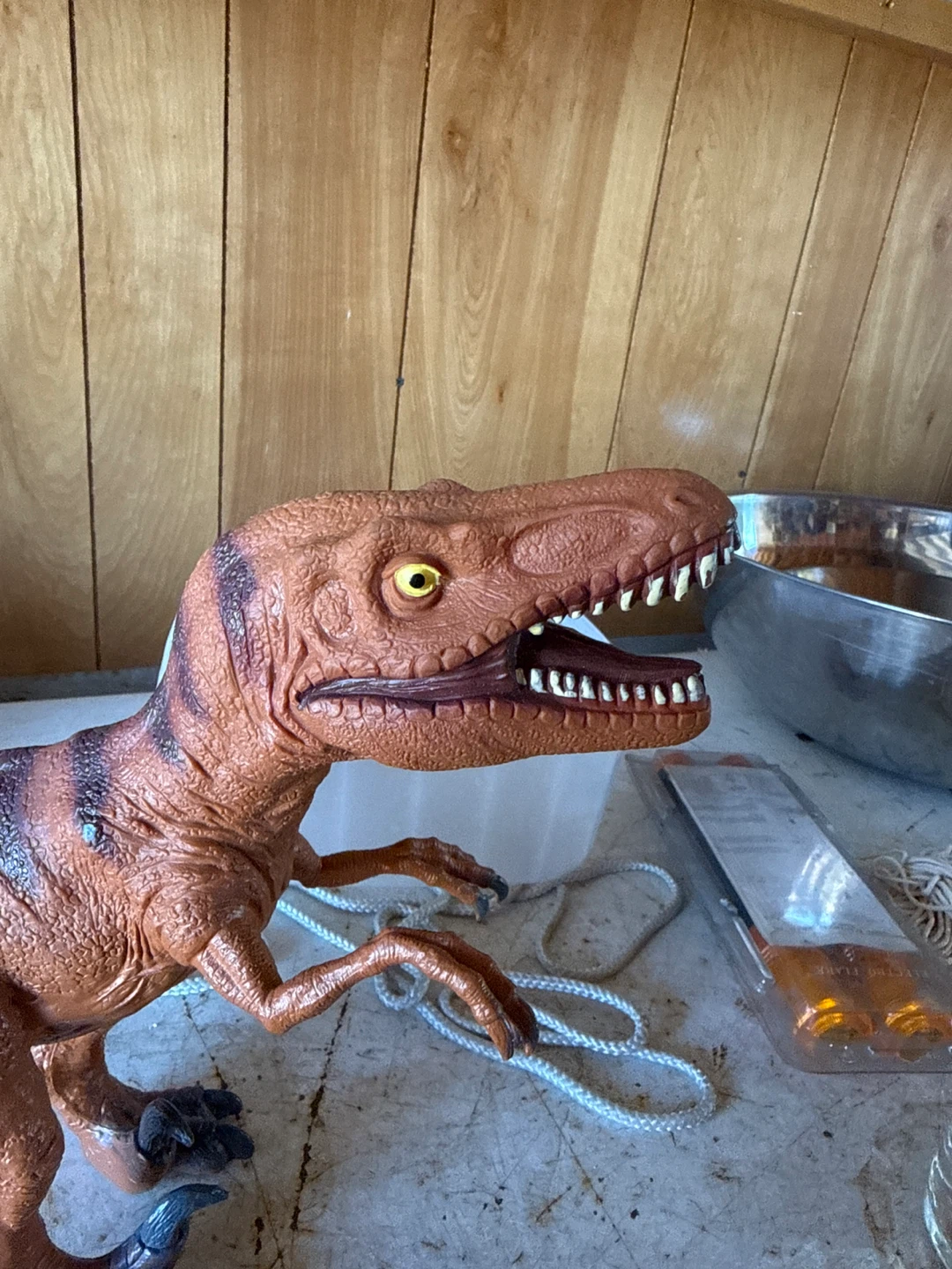 Orange Velociraptor Toy Dinosaur Figure