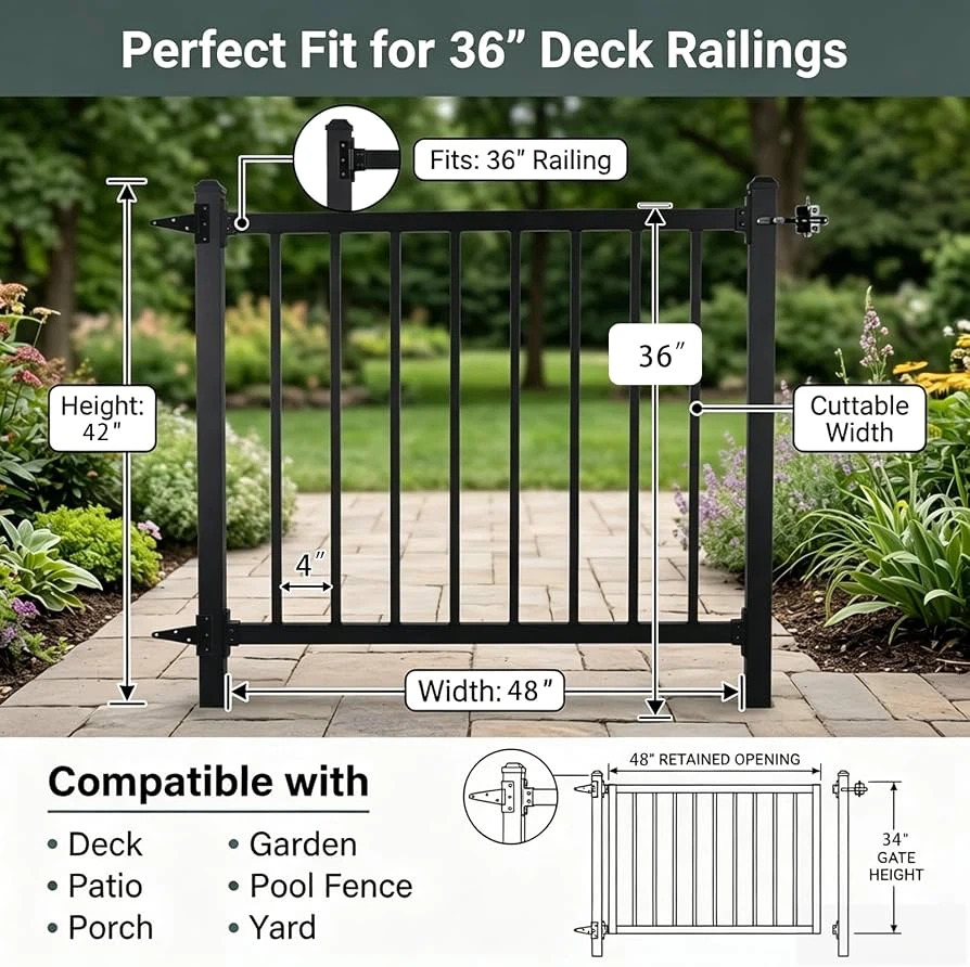 🔥 Brand New –Gate 4FT Wide Aluminium Deck Kit for 36" Railings - photo 3