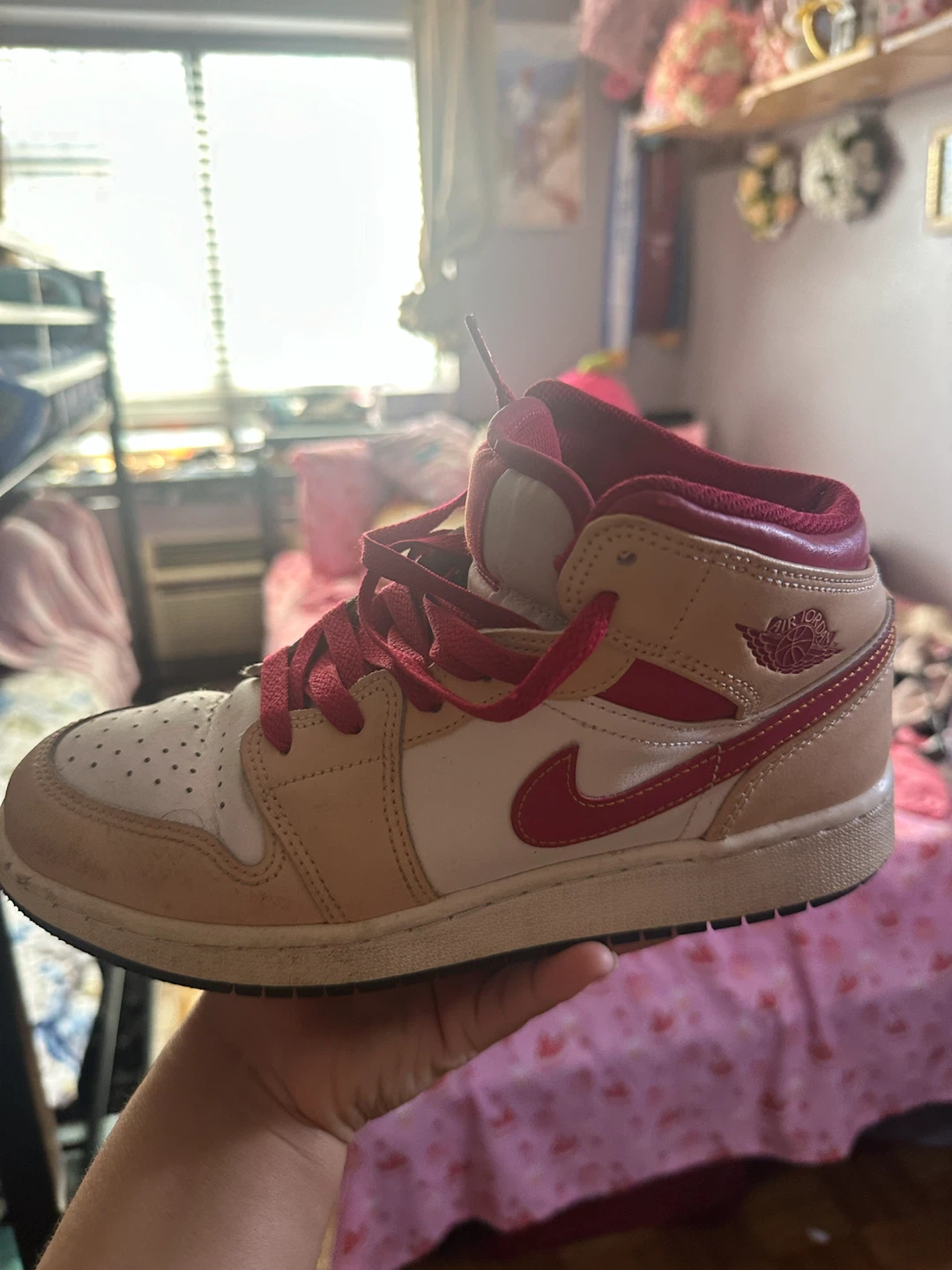 Air Jordan 1 Mid Sanddrift Indigo Chartreuse 6Y