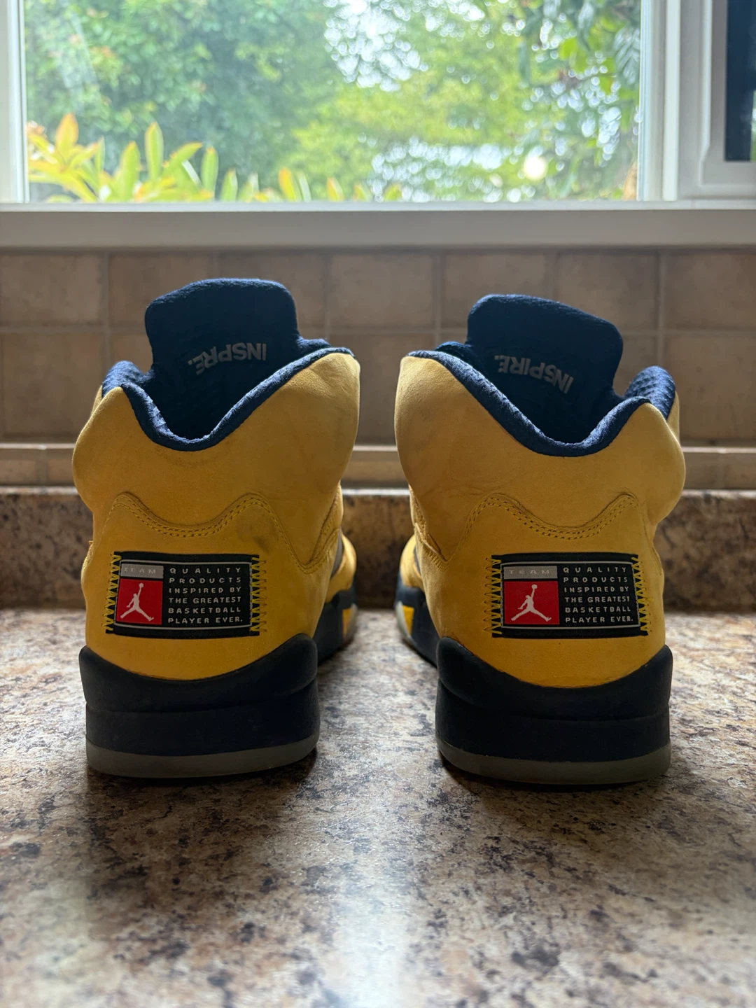 Jordan 5 "Inspire" Yellow Navy Sneakers - photo 2