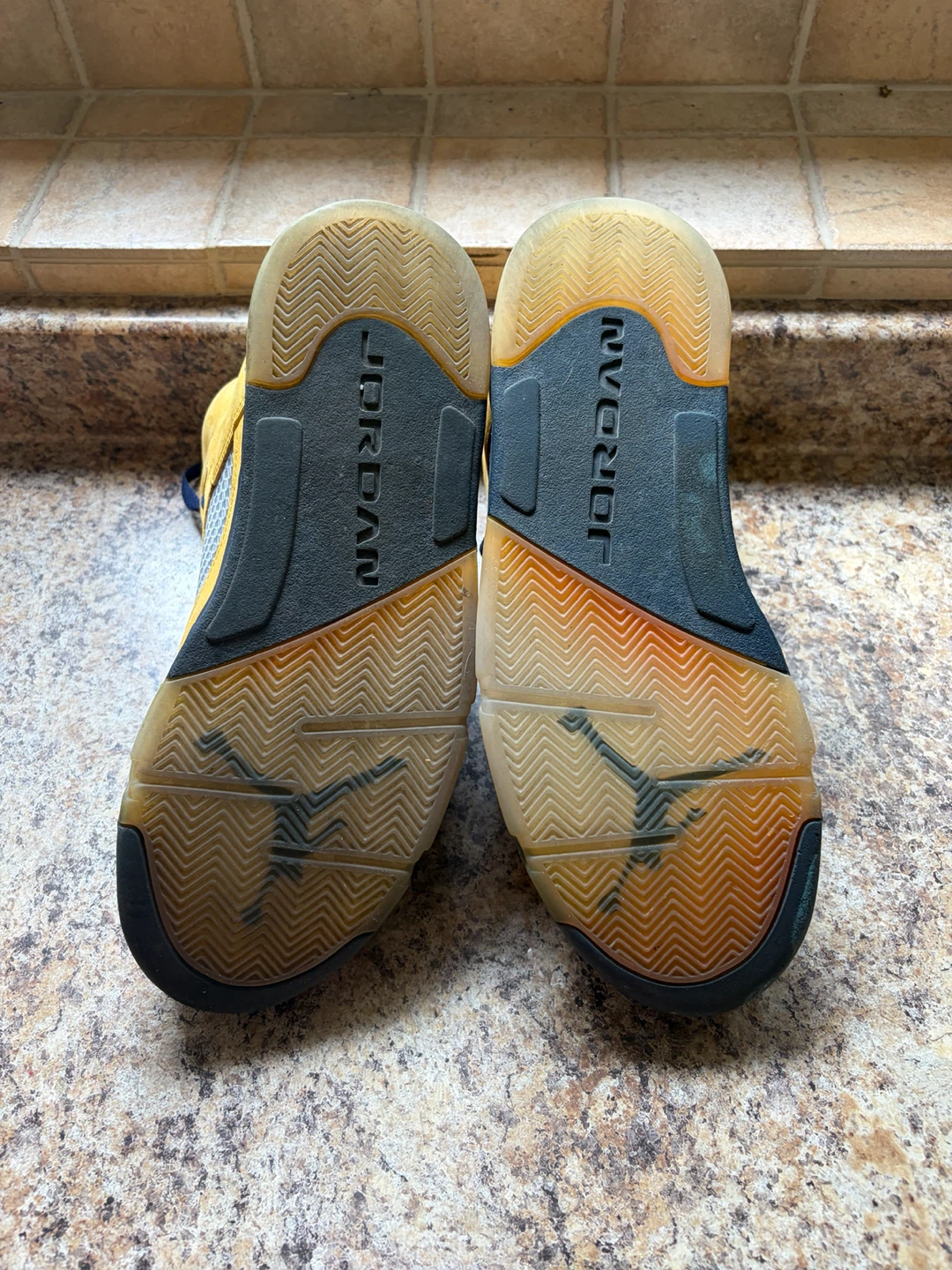 Jordan 5 "Inspire" Yellow Navy Sneakers - photo 5