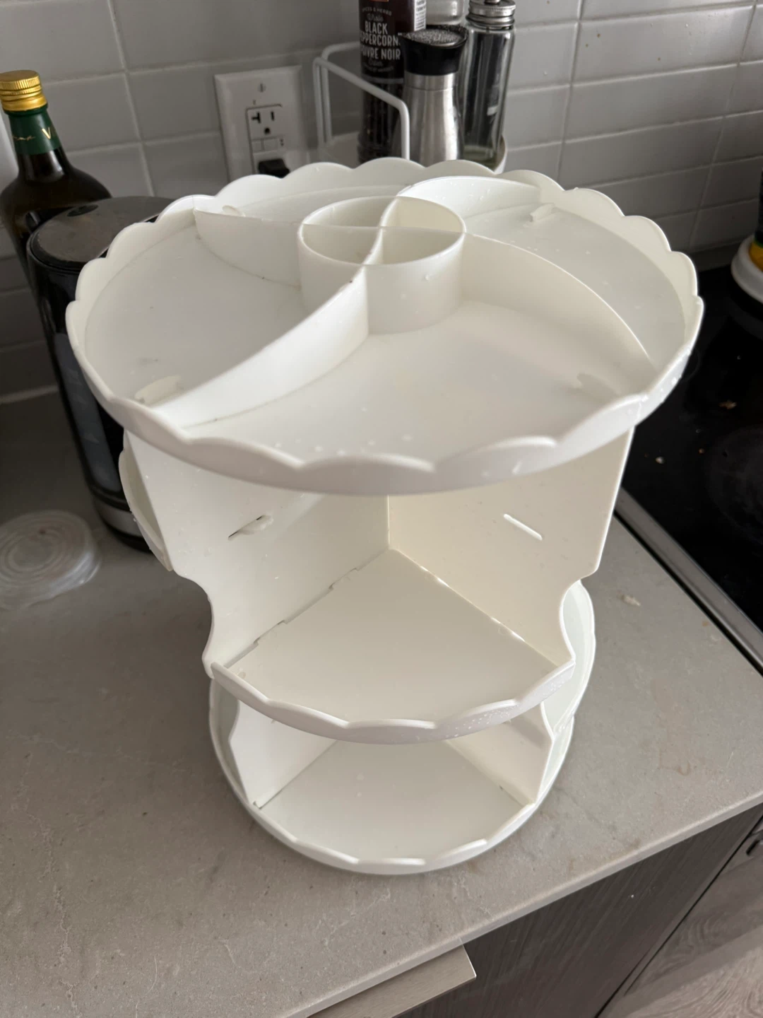 White Rotating Makeup Skincare Organizer