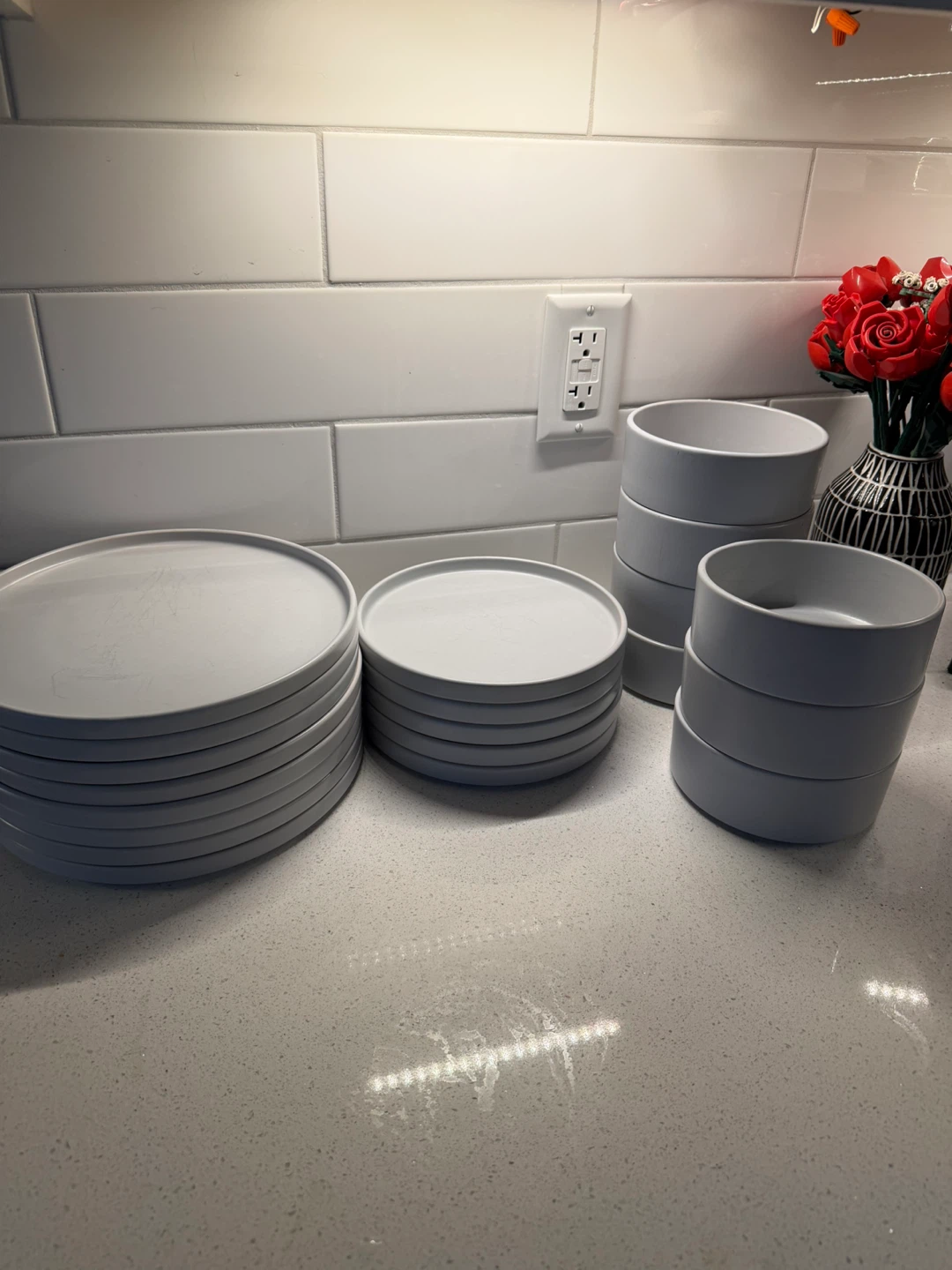 Stackable Grey Dinnerware Set