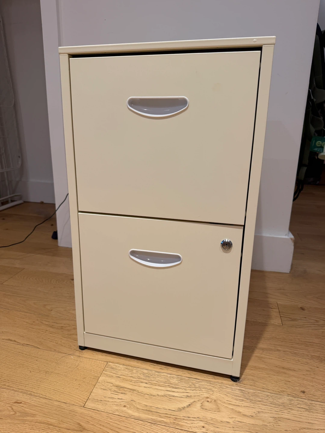 Cream 2-Drawer Locking File Cabinet