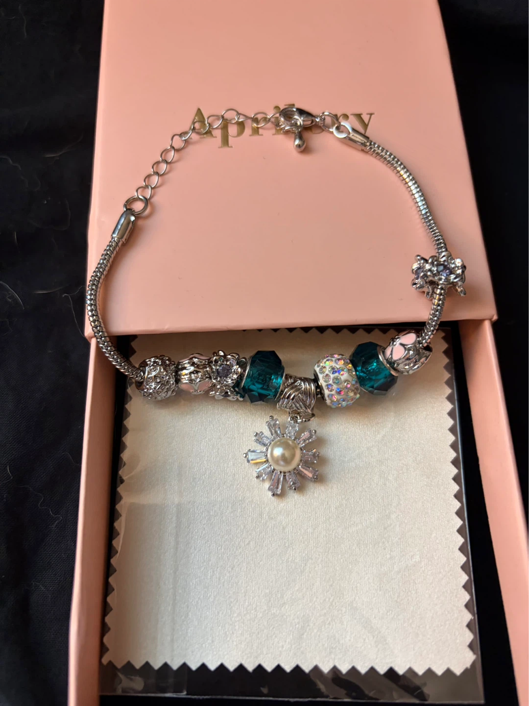 Aprilery Charm Bracelet with Blue and Pink Charms - photo 3