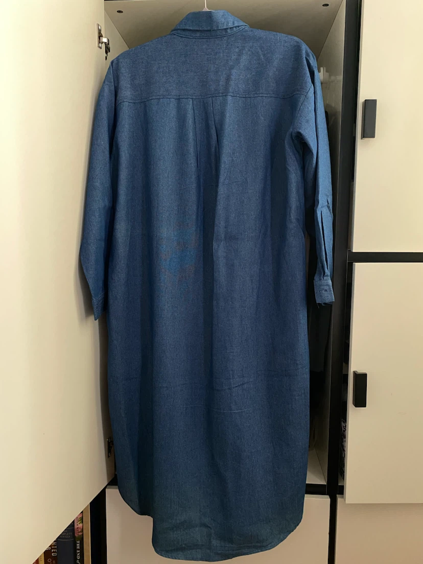 Long denim-like blue shirt dress - photo 2