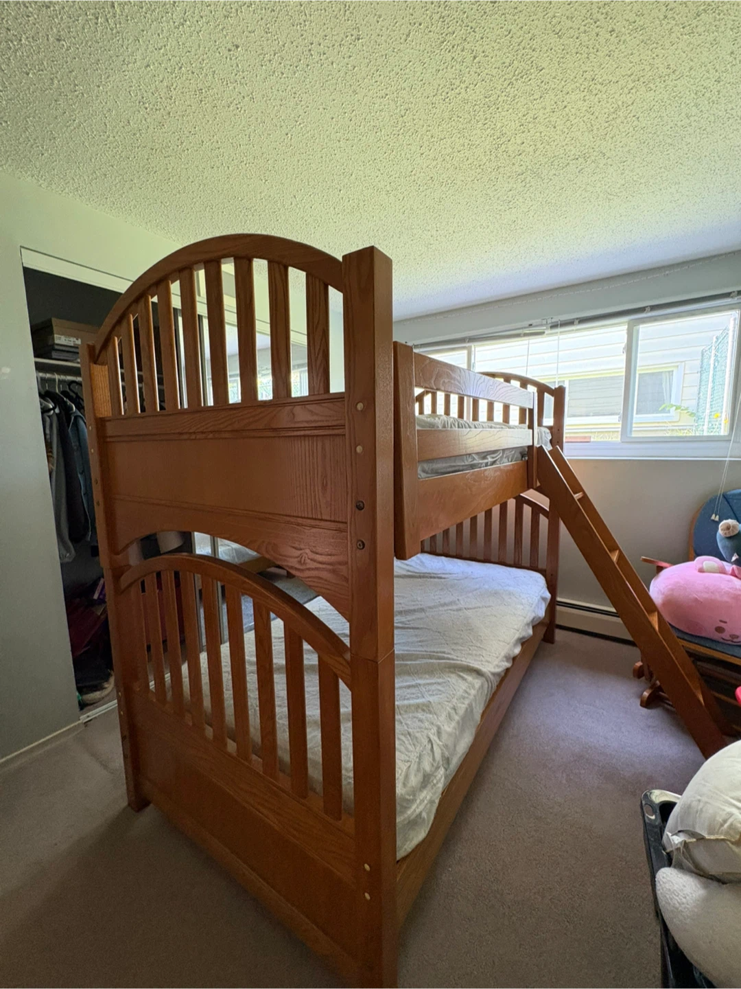 Solid Wood Bunk Bed + 2 Mattresses