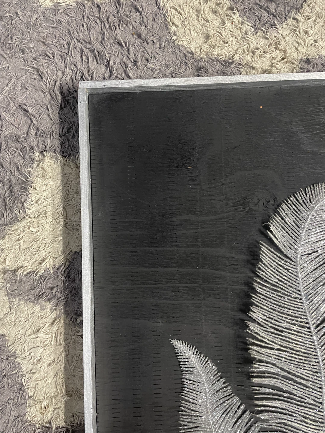 Silver Glitter Fern Wall Art with Black Wood Frame - photo 5