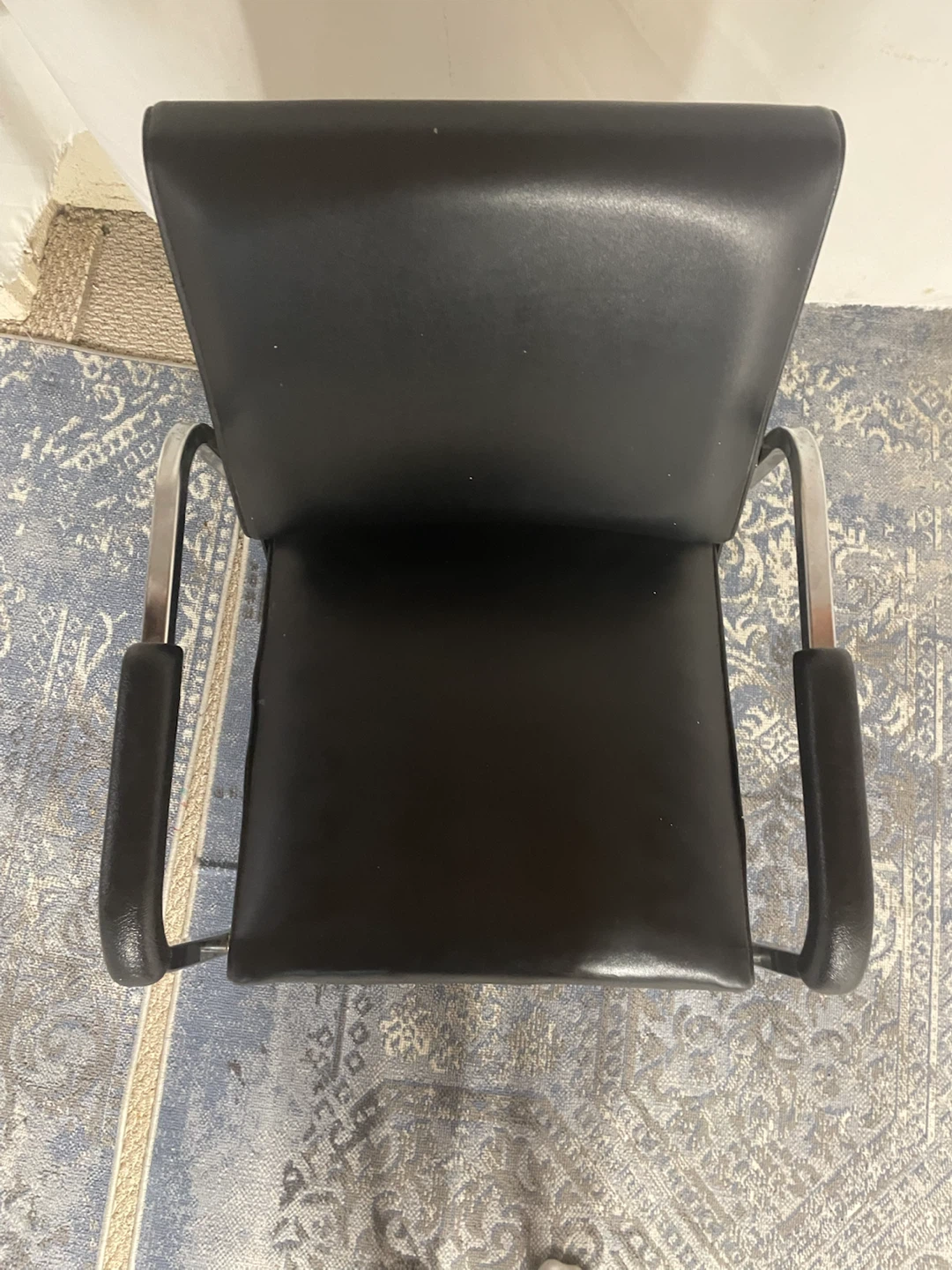 Vintage Chrome and Black Vinyl Reclining Salon Chair - photo 2