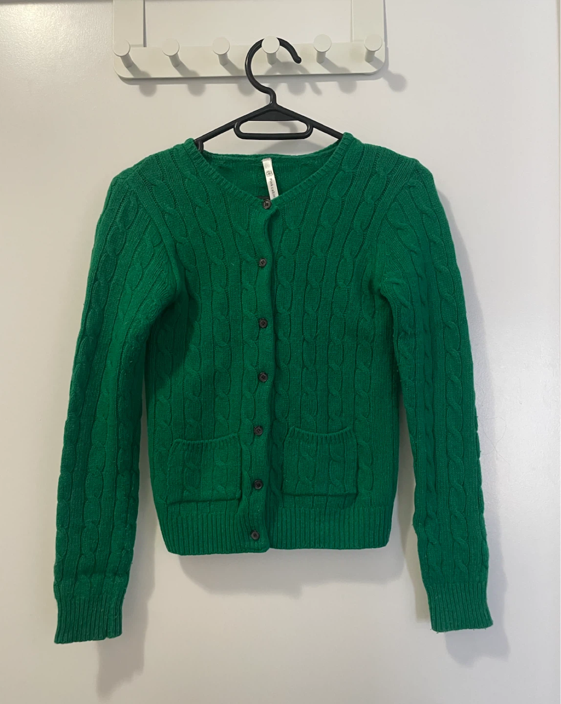 Green Cable Knit Cardigan