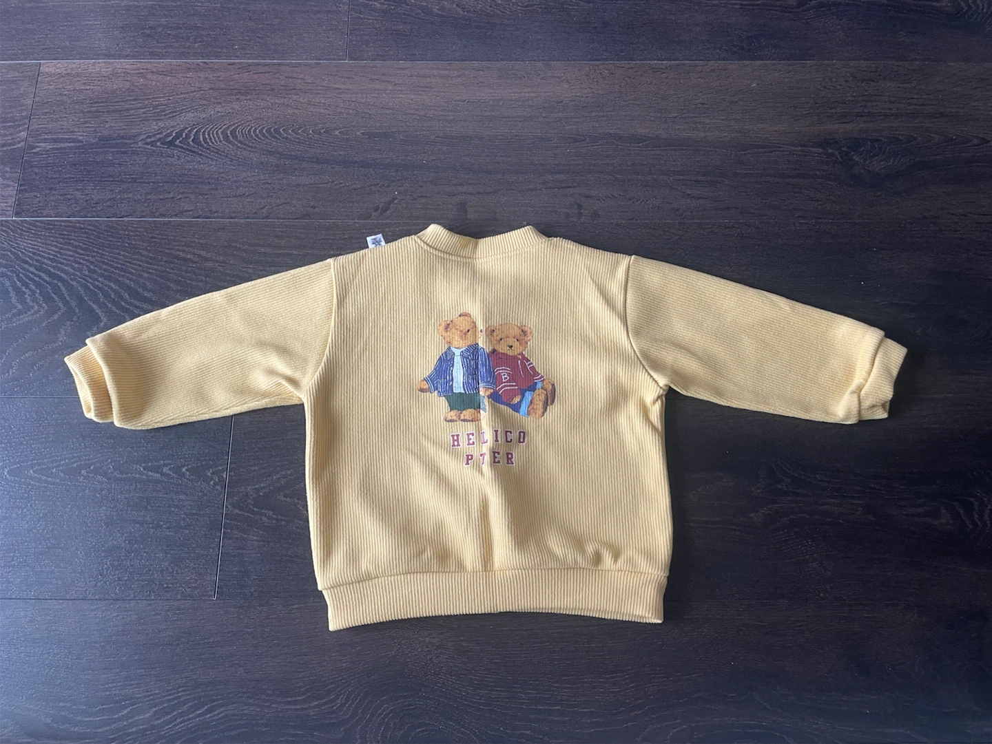 Yellow Corduroy Cardigan with Bear Graphic - photo 2