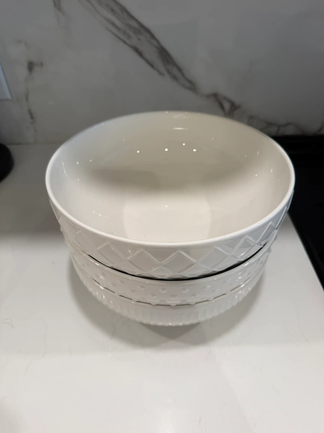 Set of 3 White Ceramic Bowls - photo 2