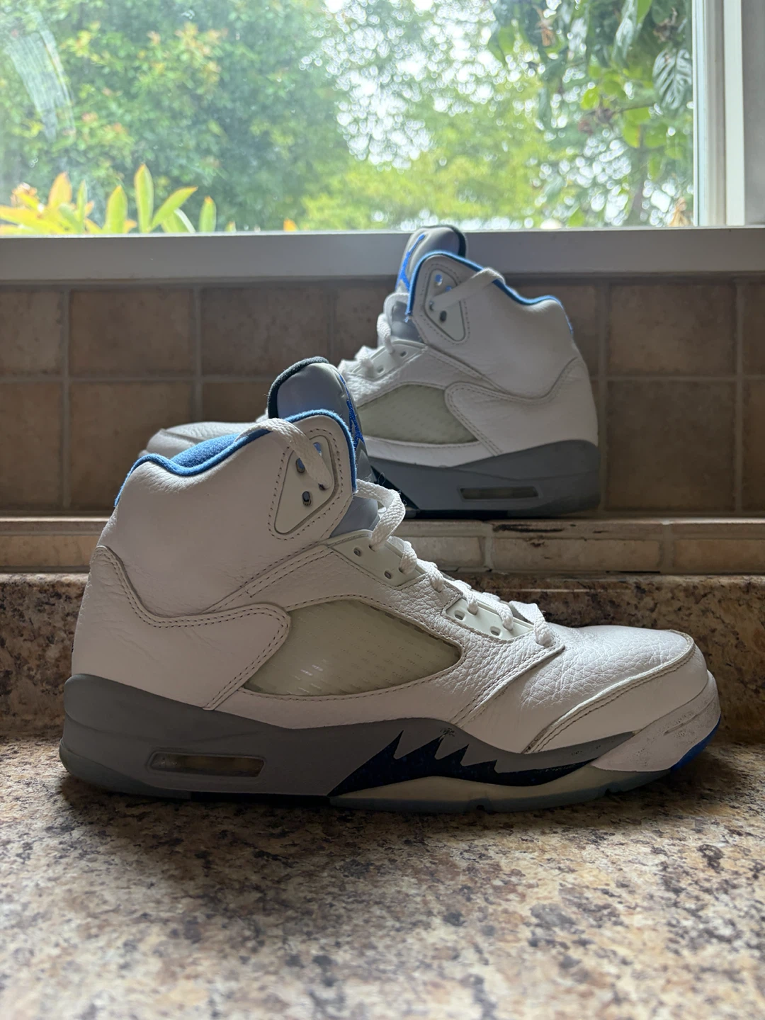 Air Jordan 5 Retro White Blue Grey Men's Sneakers