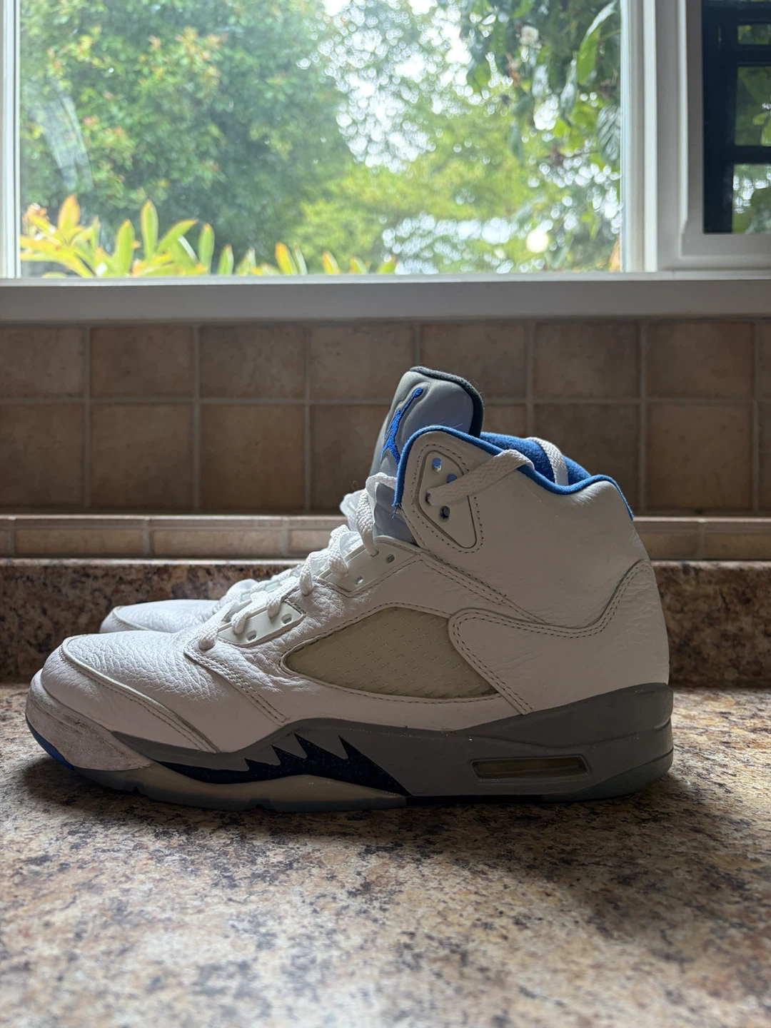 Air Jordan 5 Retro White Blue Grey Men's Sneakers - photo 3