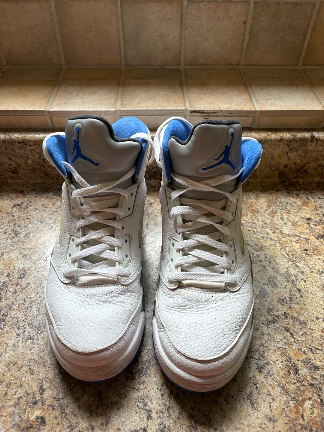Air Jordan 5 Retro White Blue Grey Men's Sneakers - photo 4