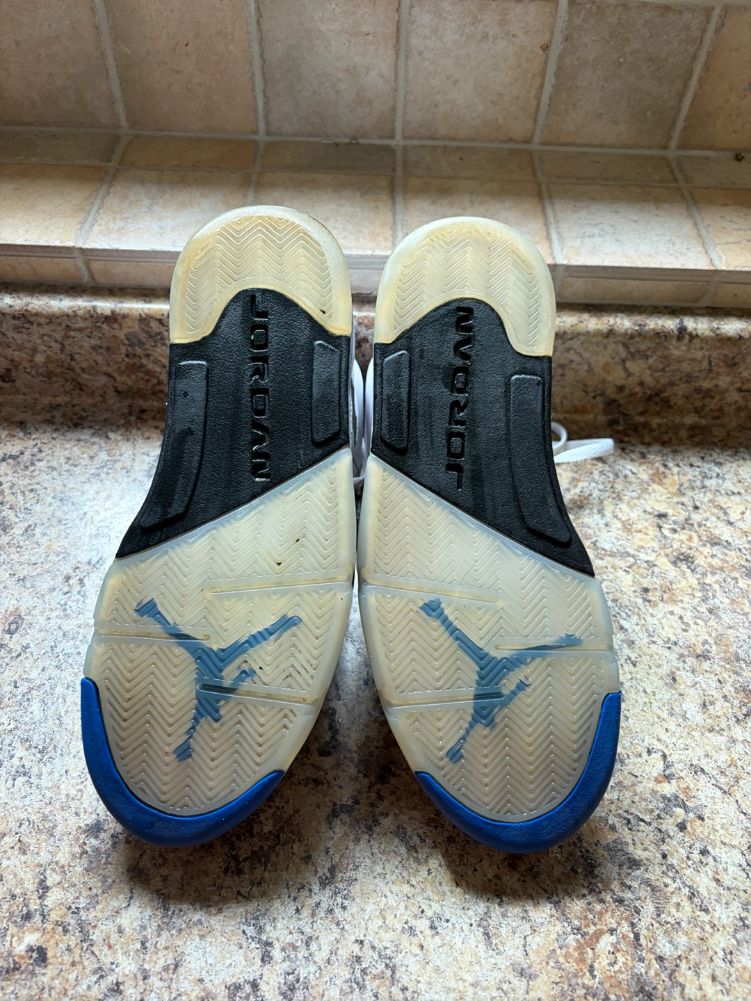 Air Jordan 5 Retro White Blue Grey Men's Sneakers - photo 5