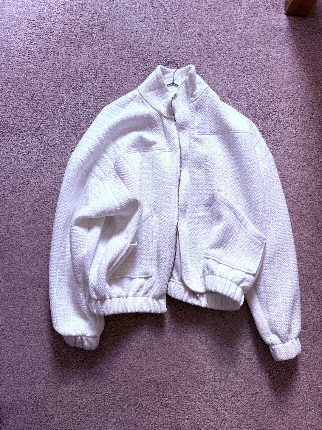 ZARA White Textured Cropped Jacket