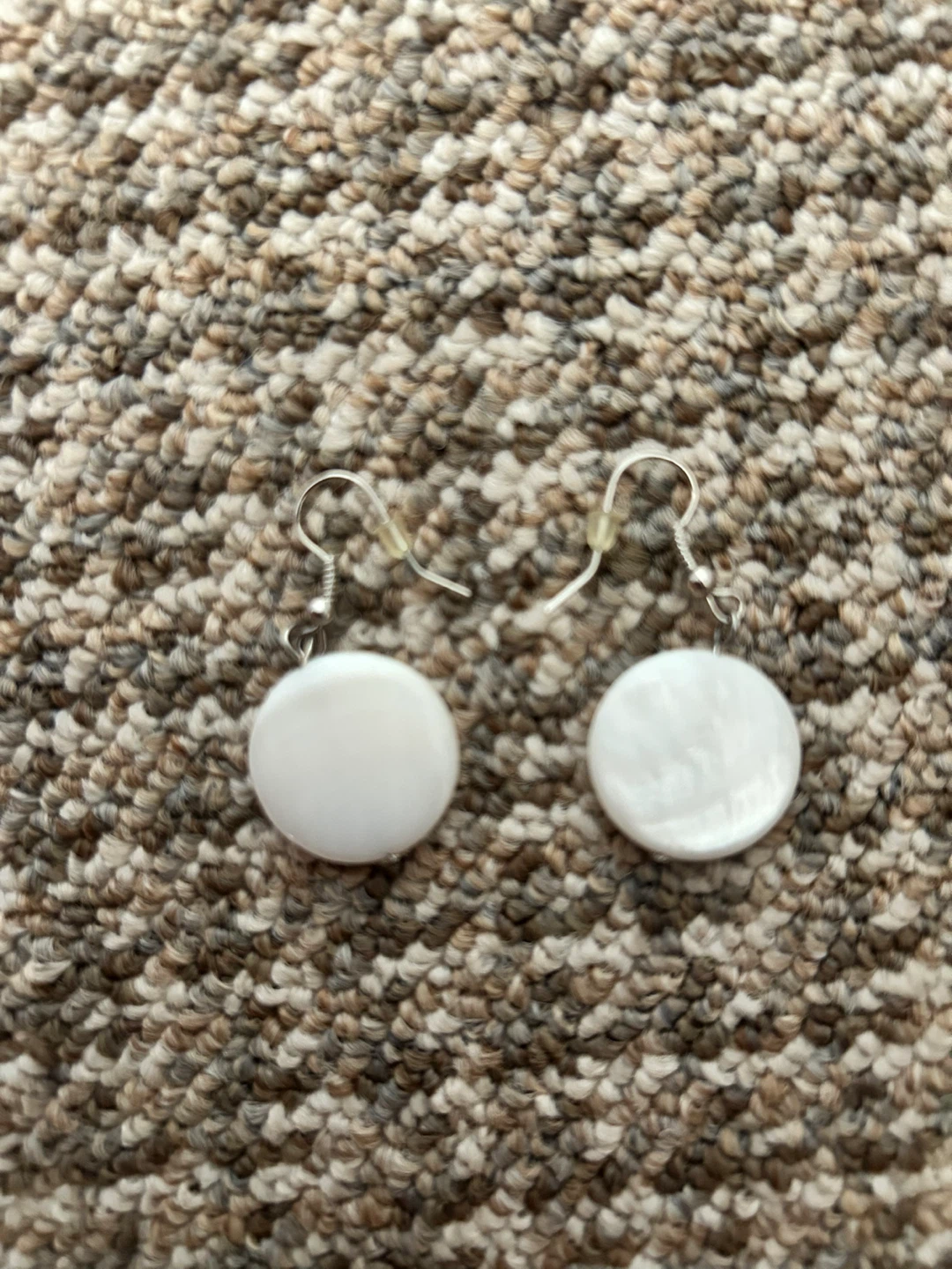 White Round Button Earrings