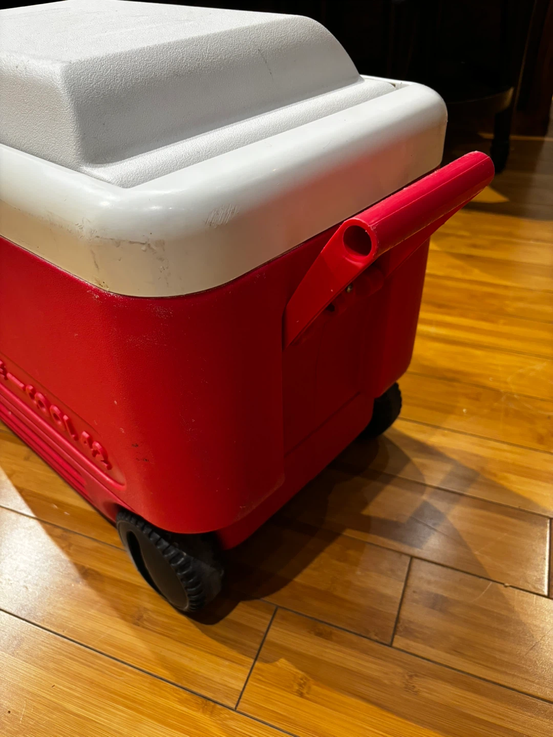 Red and White Rolling Cooler with Handle - photo 2