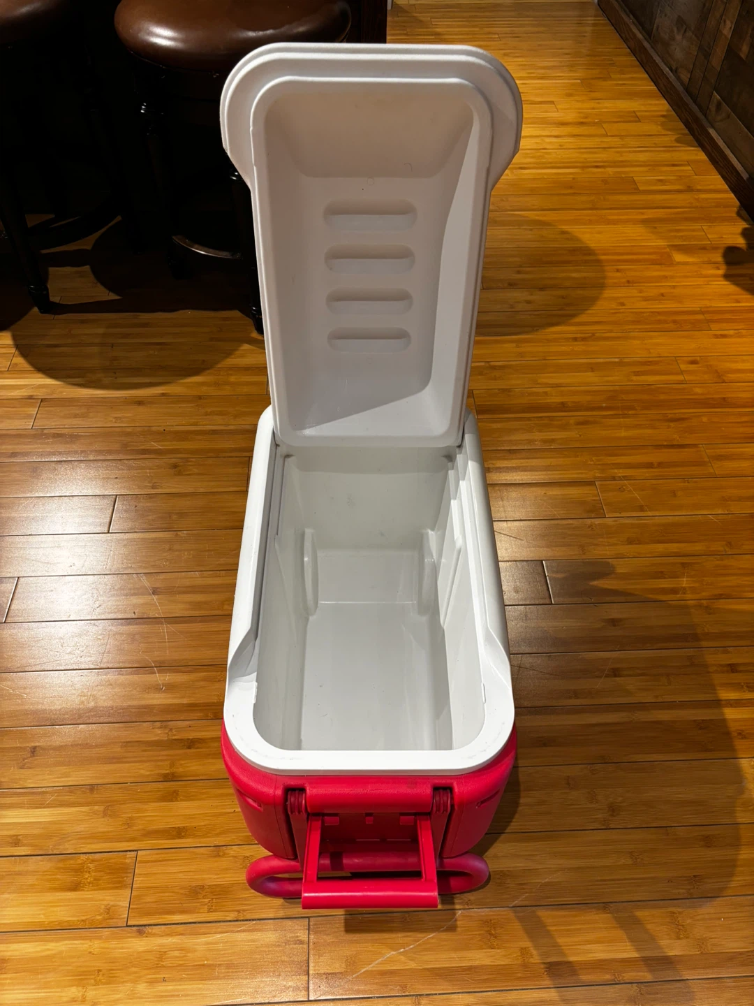 Red and White Rolling Cooler with Handle - photo 4