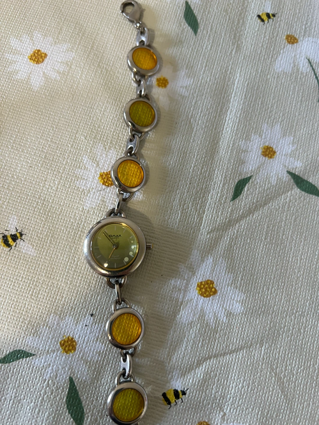 Omax Women's Watch with Yellow Stone Accents