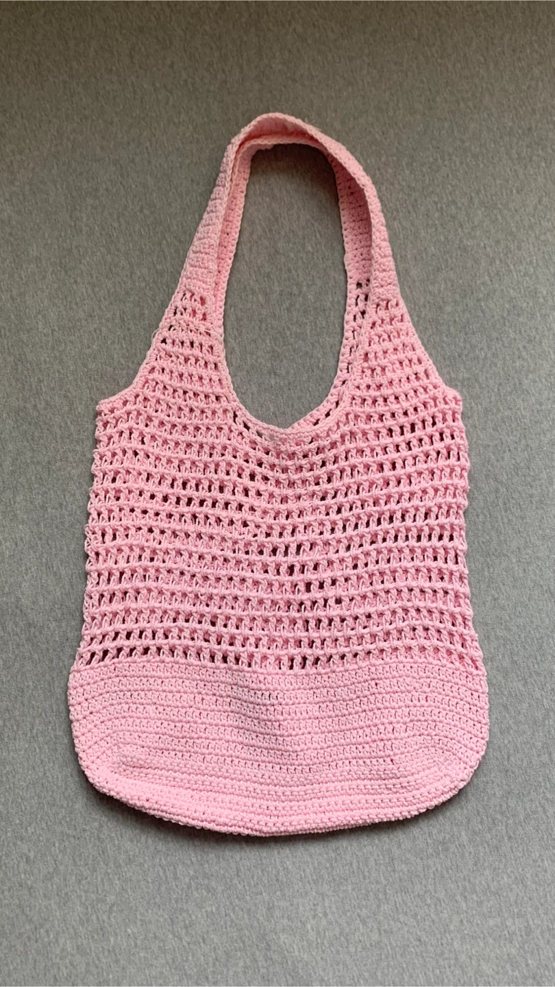 NEW Pink Crochet Mesh Tote / Beach Bag