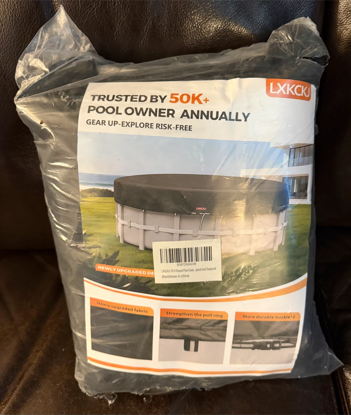 LXKCKJ 15 ft Round Pool Cover - Waterproof and Dustproof
