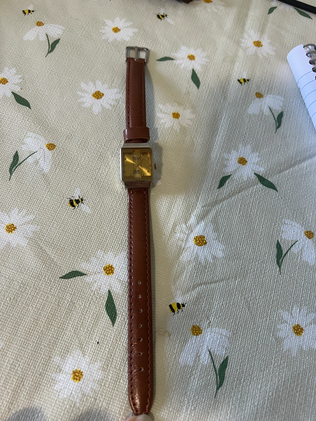 OMAX Square Face Watch with Brown Leather Band - photo 2