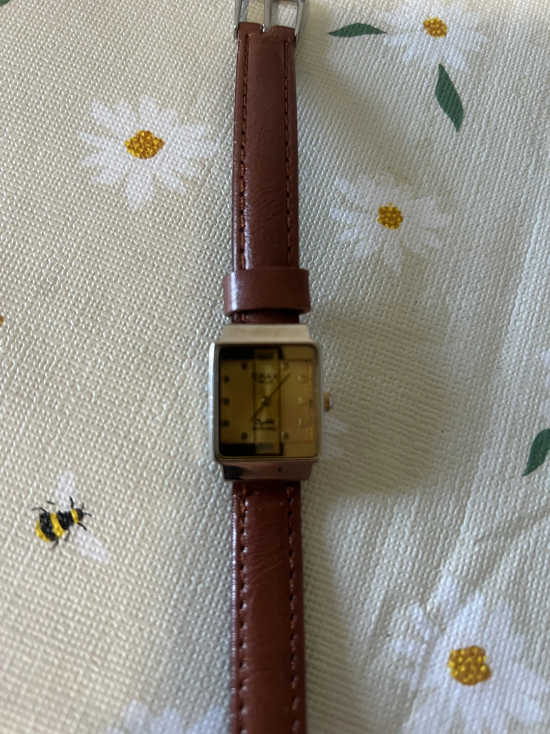 OMAX Square Face Watch with Brown Leather Band - photo 3