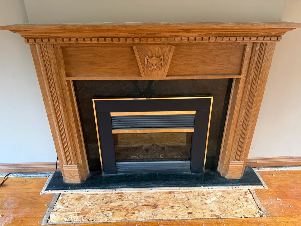 Oak Fireplace Mantel with Insert