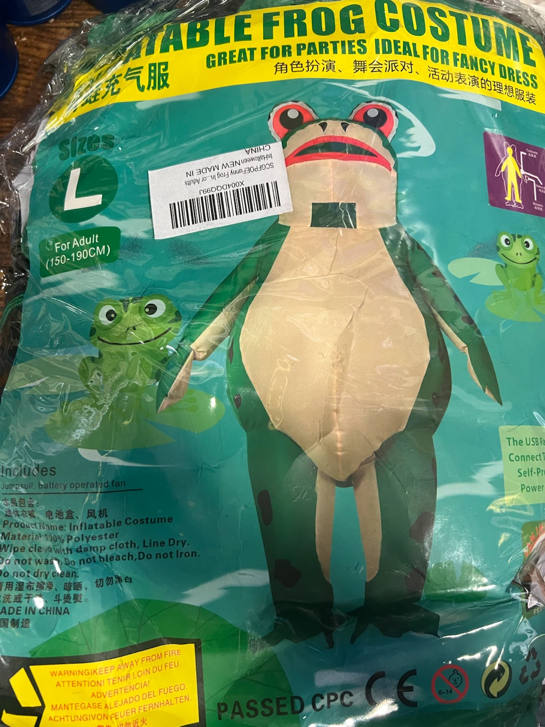 Inflatable Frog Costume Adult Size L - photo 2