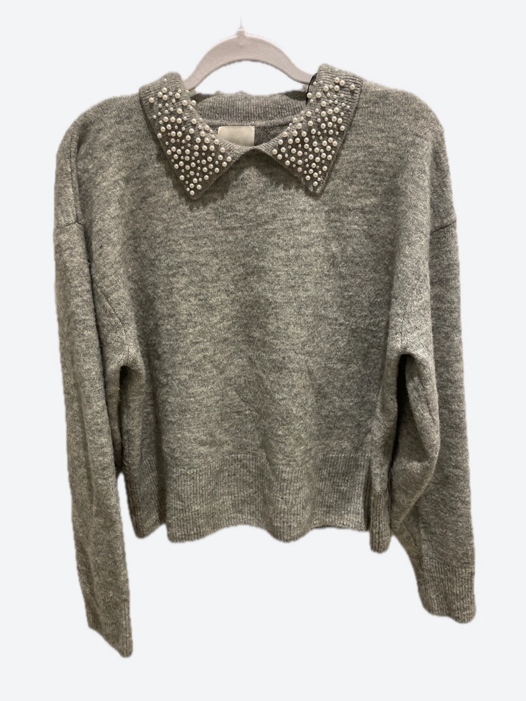 H&M Grey Sweater with Pearl Embellished Collar