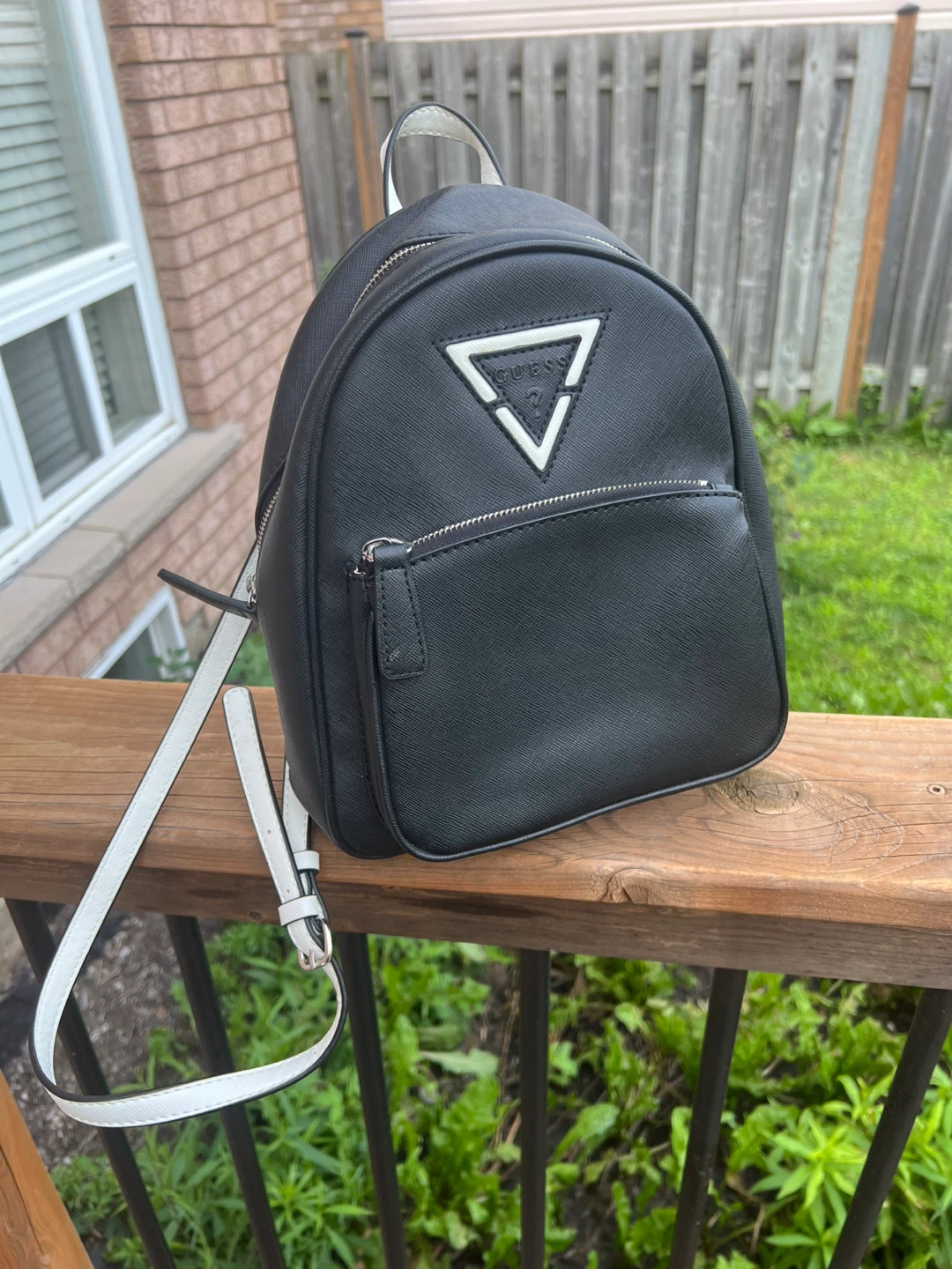 Guess Black and White Mini Backpack